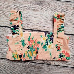 JANIE and JACK Peach Floral Smocked Bikini Top Only 18-24M